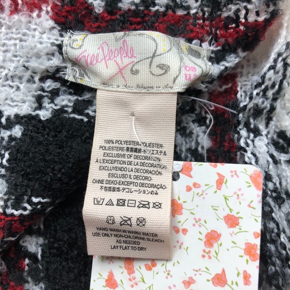Free People Emerson Plaid Blanket Scarf Ivory - Picture 7 of 8